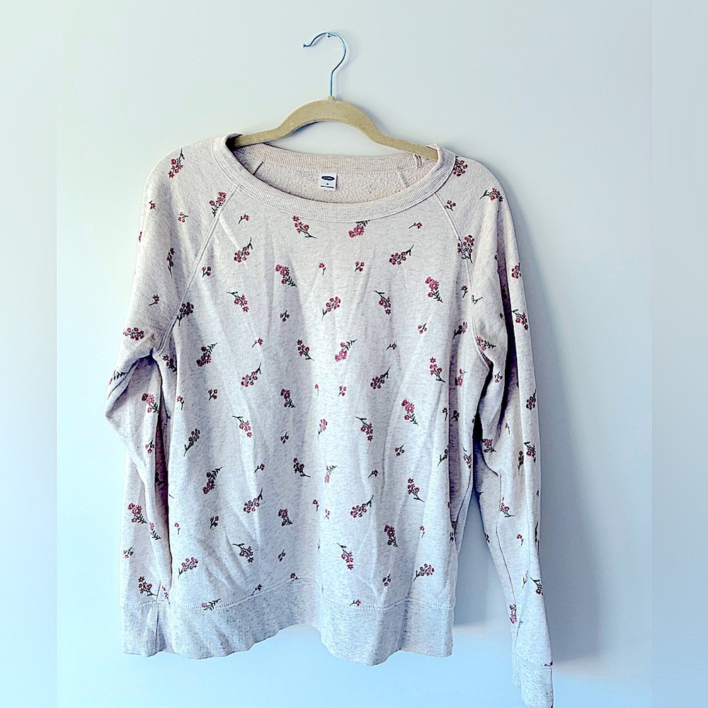 Old Navy Beige Floral Sweatshirt (Size M)